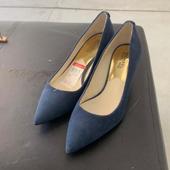 MICHAEL Michael Kors Blue Suede Kitten Heels 8 - Picture 1 of 5